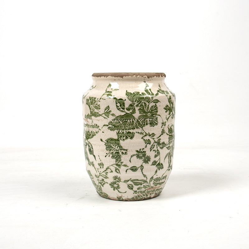 Floral ceramic flower pot with artistic pattern Stornfield