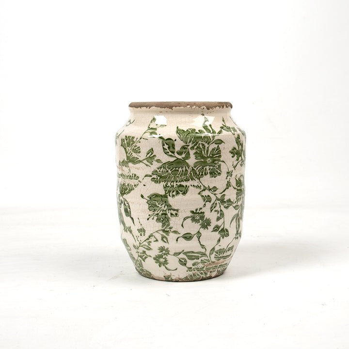 Floral ceramic flower pot with artistic pattern Stornfield