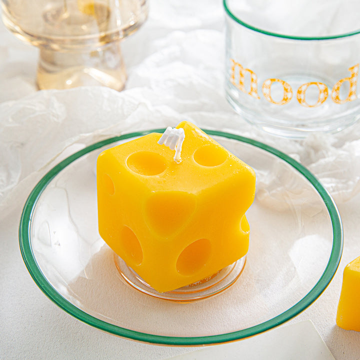 Emmental-Style Wedge Soy Wax Candle Tabletop Accent