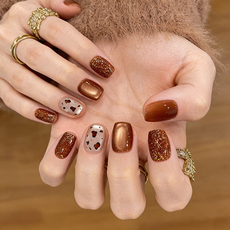 Artistic Press-On Nail Set with Glittery and Spotty Finish Stornfield