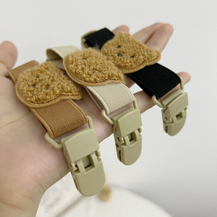 Pacifier and Toy Safety Clip with Plush Bear and Quick-Release Buckles