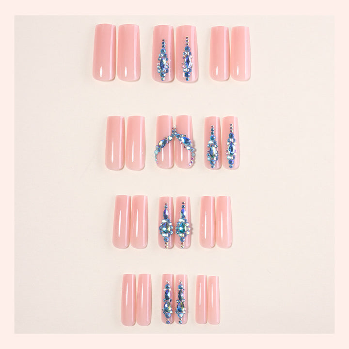 Decorative Press-On Nail Art Set with Gemstone Accents Stornfield