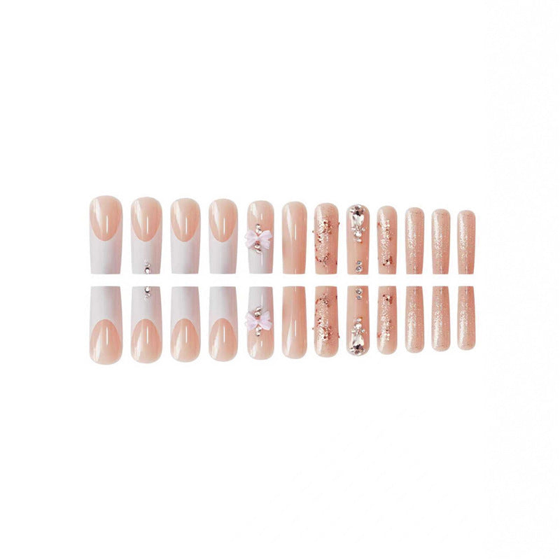 Artistic 3D Bow and Gemstone Press-On Nails Stornfield