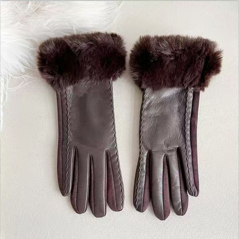 Luxurious Faux Fur Cuff Leather Gloves Stornfield