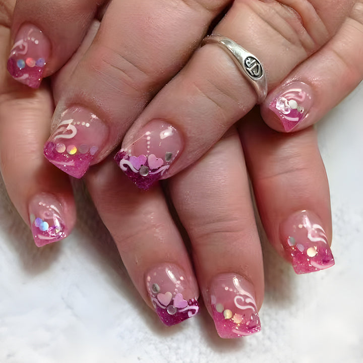 Artistic Press-On Nail Art with Heart Design Stornfield