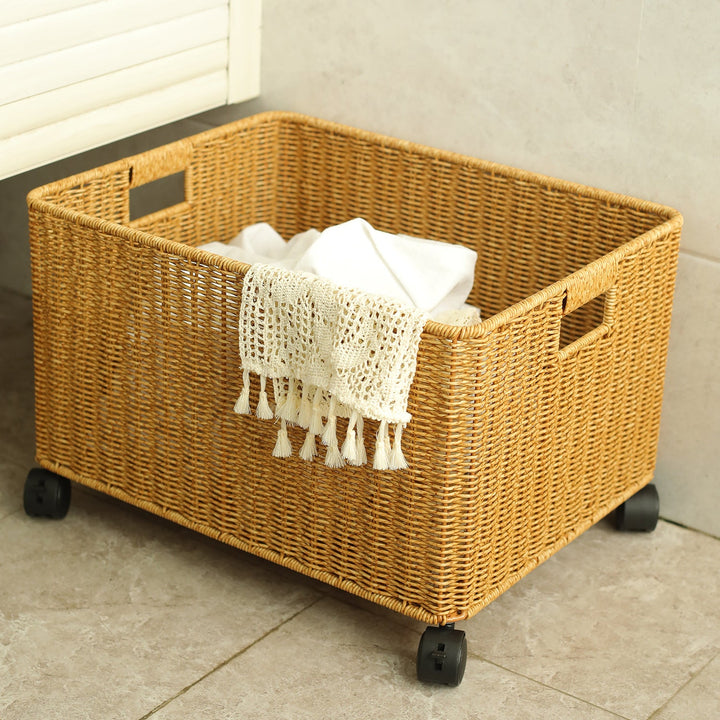 Rolling Woven Storage Basket Stornfield