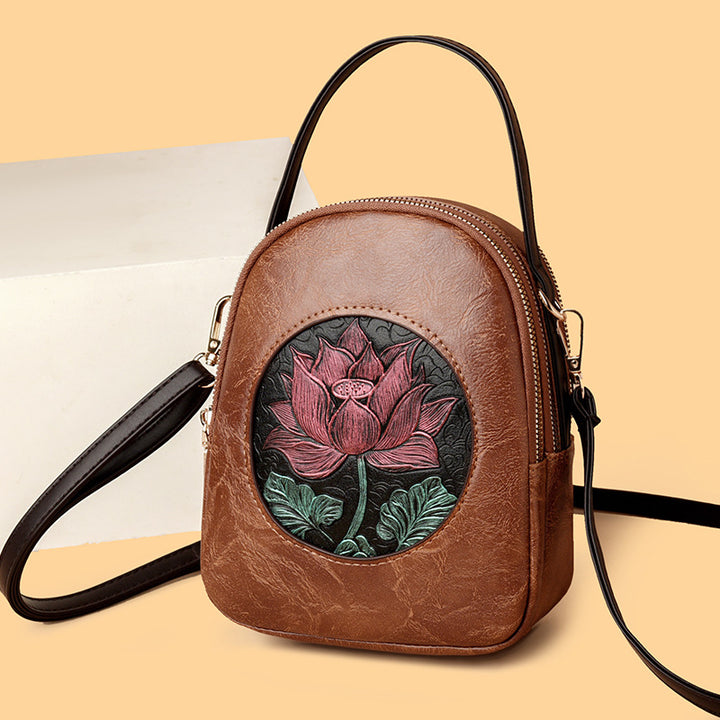 Artistic Floral Embossed Handbag
