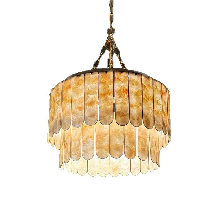 Modern Shell-Patterned Pendant Chandelier