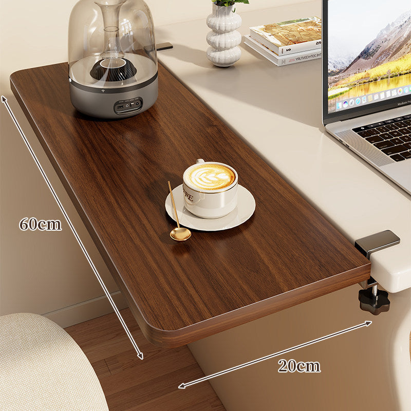 Clamp-On Side Desk Shelf Extender with Woodgrain Laminate Top and Adjustable Locking Clamp