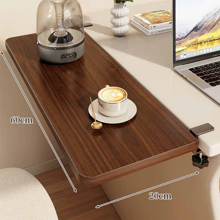 Clamp-On Side Desk Shelf Extender with Woodgrain Laminate Top and Adjustable Locking Clamp