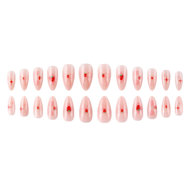 Strawberry-Themed Artistic Press-On Nails Stornfield