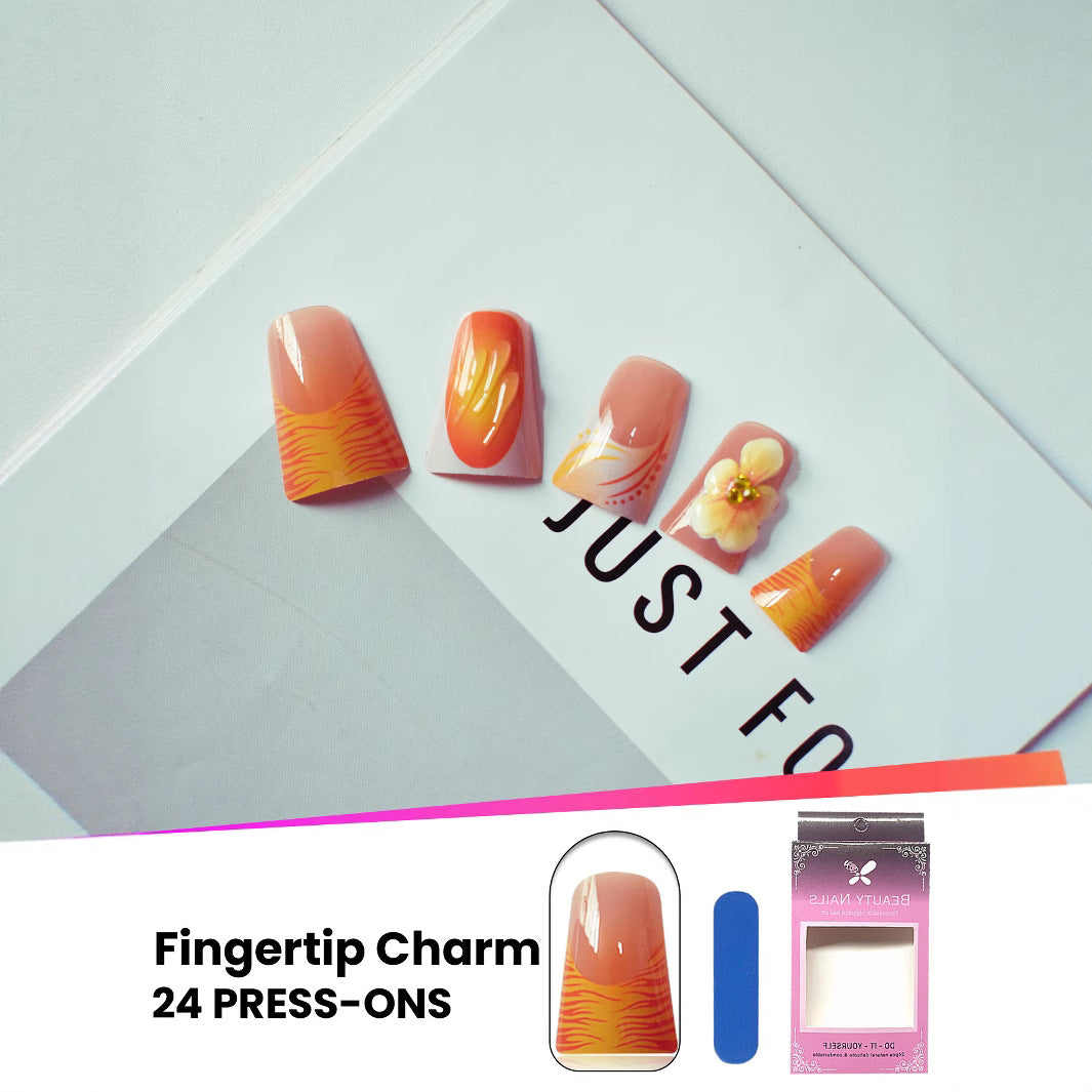 Floral Decorated Press-On Nails Stornfield