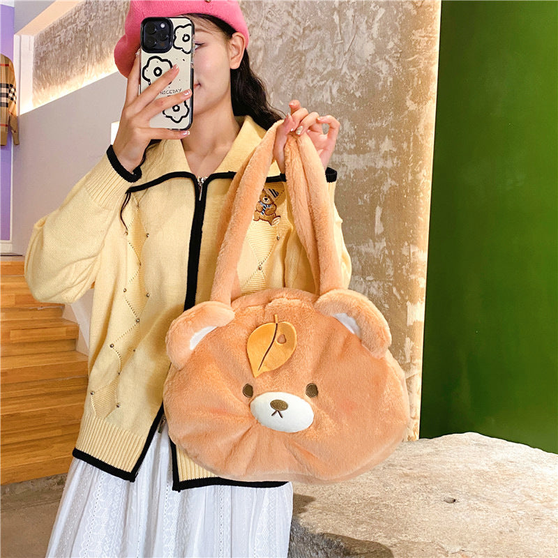 Plush Bear-Themed Shoulder Bag