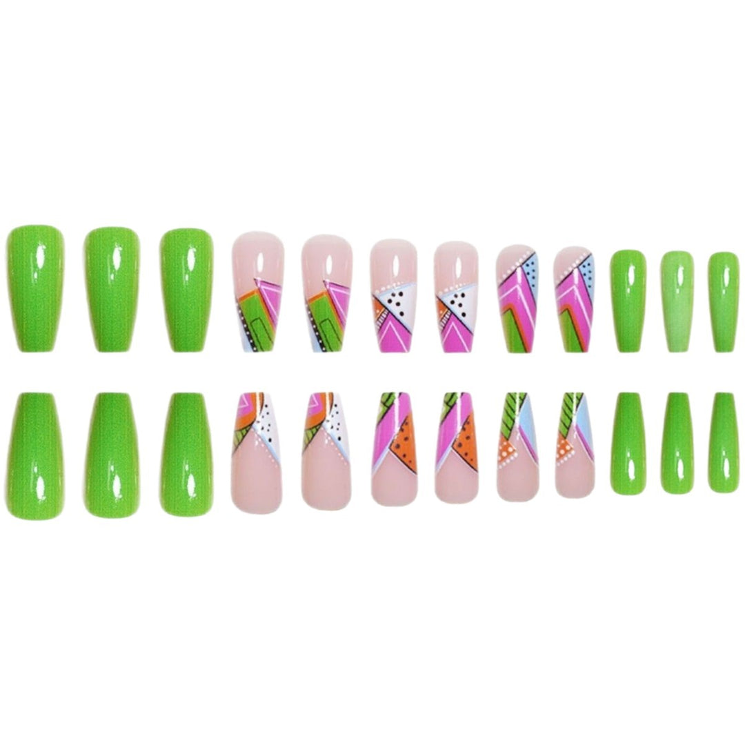 Artistic Neon Geometric Press-On Nail Art Extensions Stornfield