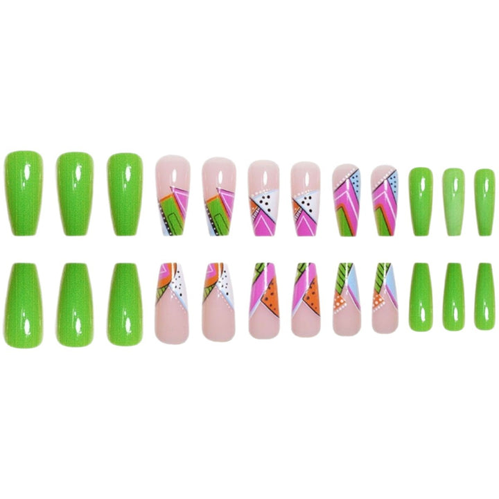 Artistic Neon Geometric Press-On Nail Art Extensions Stornfield