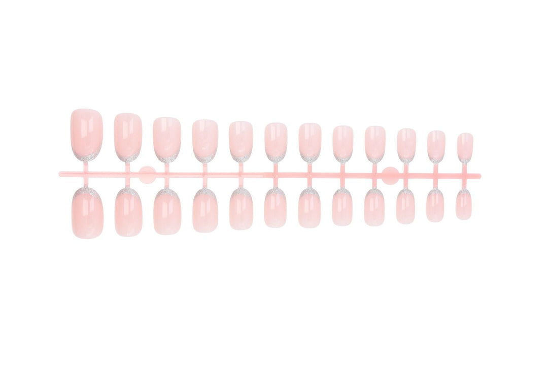Acrylic nail set with elegant French tip and glitter accents Stornfield