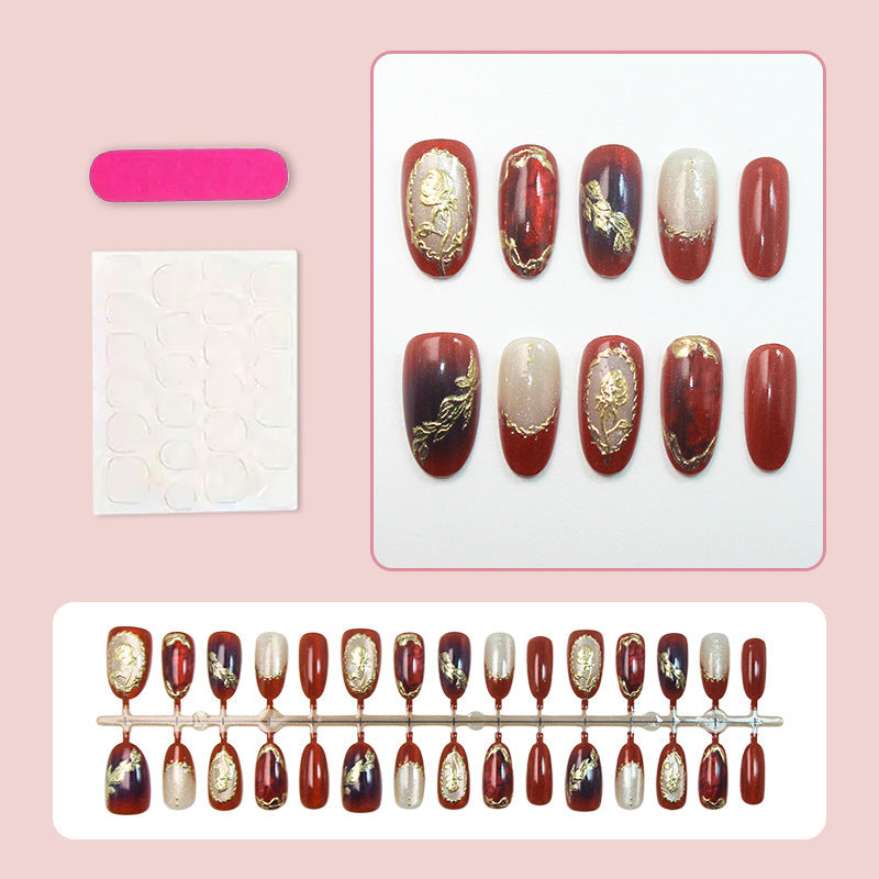 Artistic Floral-Printed Press-On Nails Stornfield