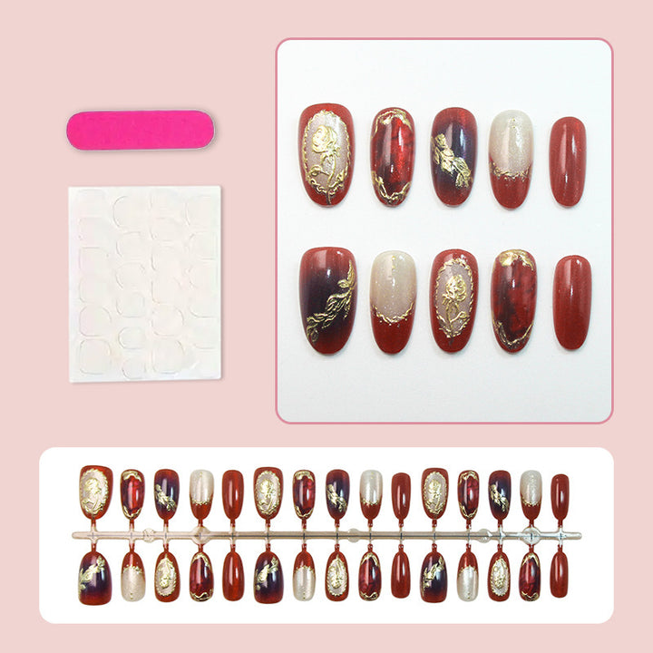 Artistic Floral-Printed Press-On Nails Stornfield