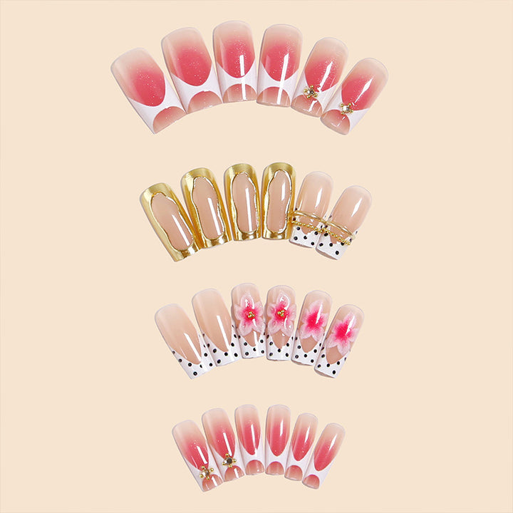 Artistic 3D Nail Tips with Floral Accents Stornfield