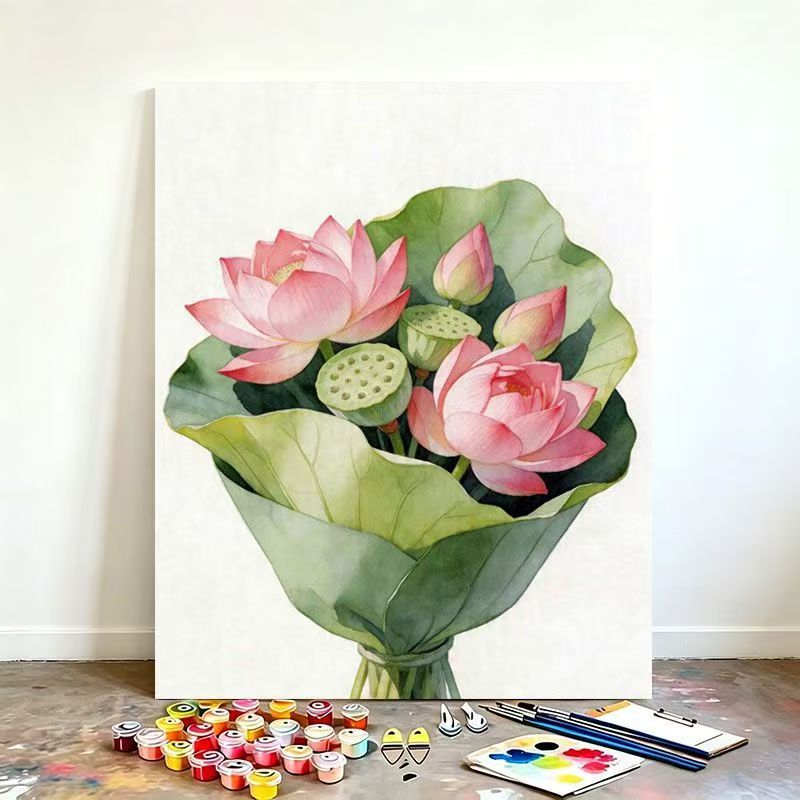 Watercolor Lotus Flower Canvas Art Kit Stornfield