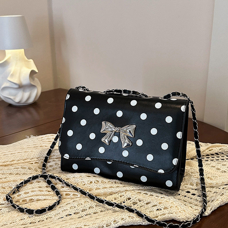 Elegant Polka Dot Crossbody Handbag