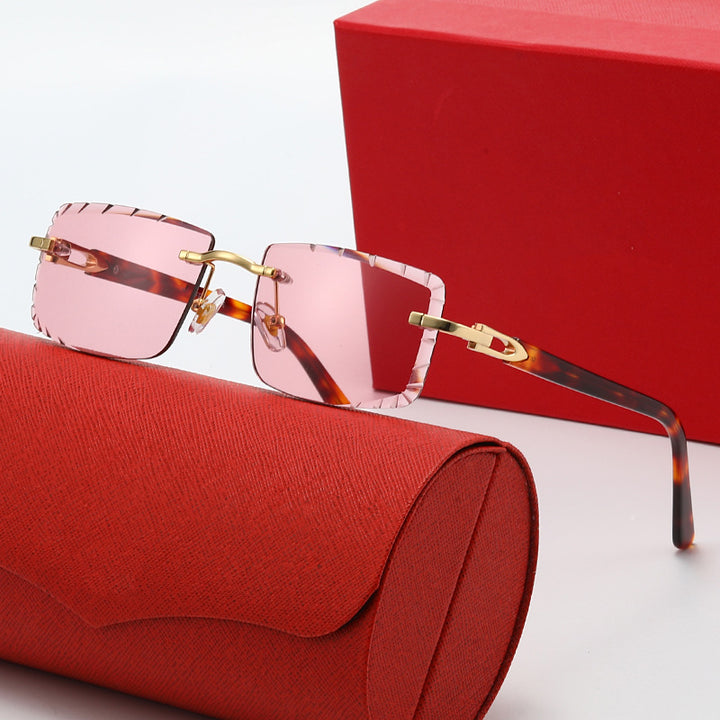 Women's fashionable square sunglasses with golden metal accent and elegant frame Stornfield