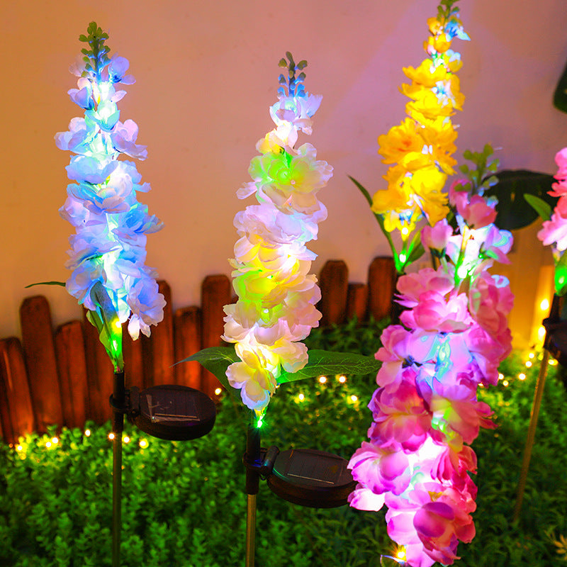 Tall Artificial Delphinium Floral Stake With Adjustable Metal Ground Spike And Removable Clamp Stornfield
