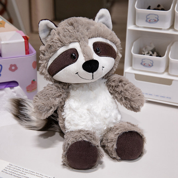 Plush Raccoon Soft Fur Sitting Stuffed Animal with Embroidered Face and Fluffy Tail Stornfield