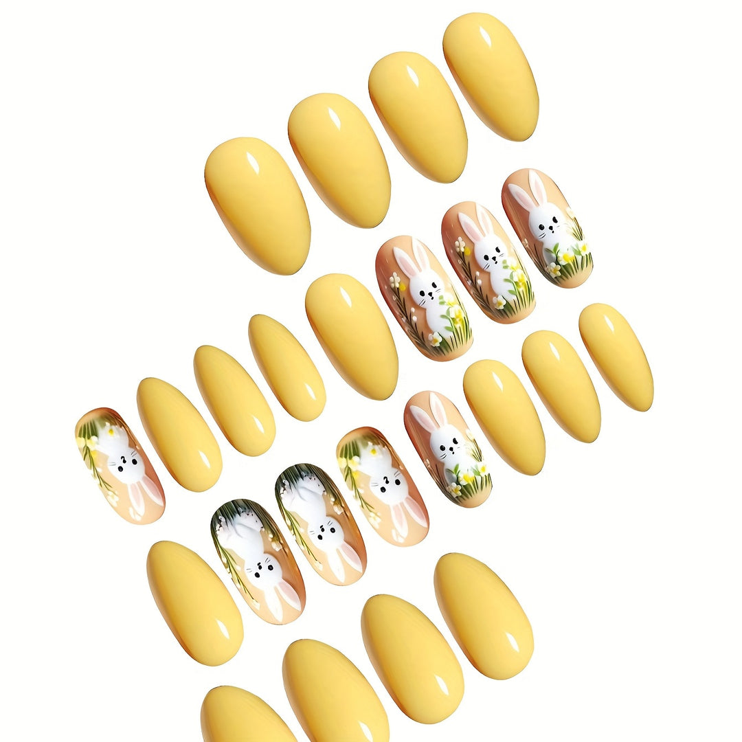 Artistic Bunny-Themed Press-On Nail Art Set Stornfield