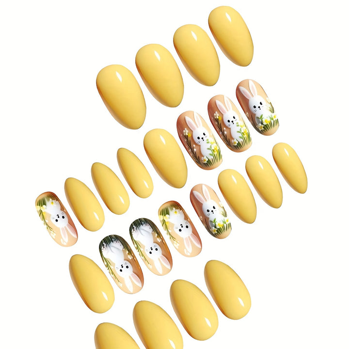Artistic Bunny-Themed Press-On Nail Art Set Stornfield
