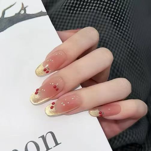 Artificial nails with elegant ombre effect and glitter coating Stornfield