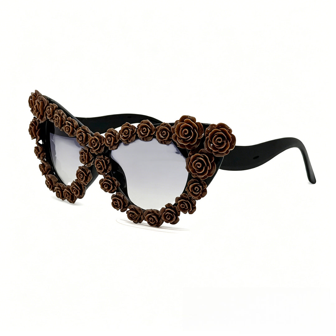 Women's Heart-Shaped Sunglasses with Floral Application Stornfield
