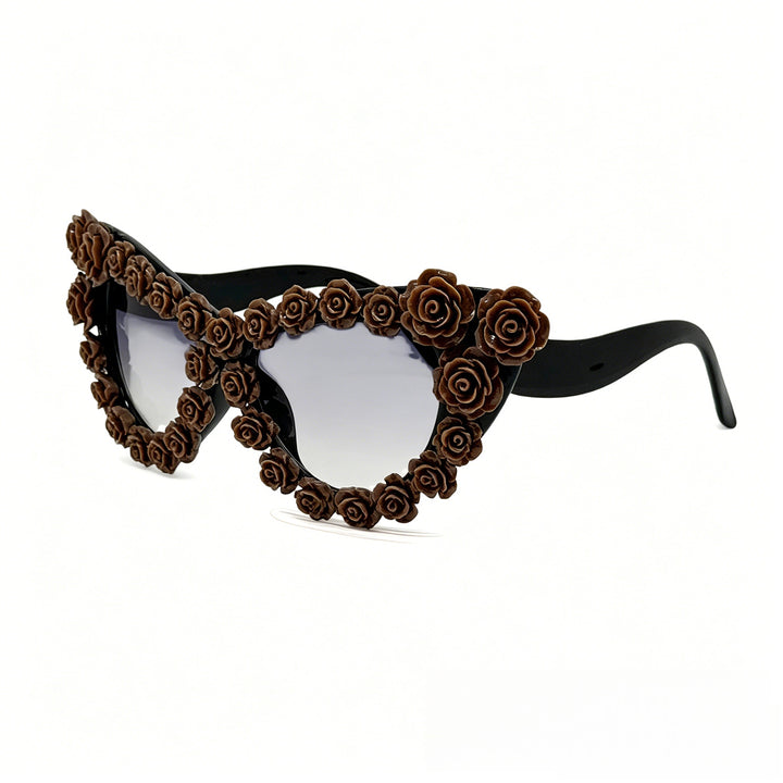 Women's Heart-Shaped Sunglasses with Floral Application Stornfield