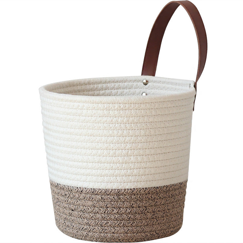 Decorative basket with leather handle Stornfield