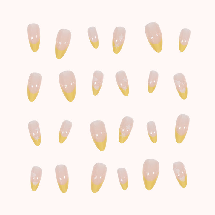 Elegant Stiletto Press-On Nails with Heart and Star Patterns Stornfield