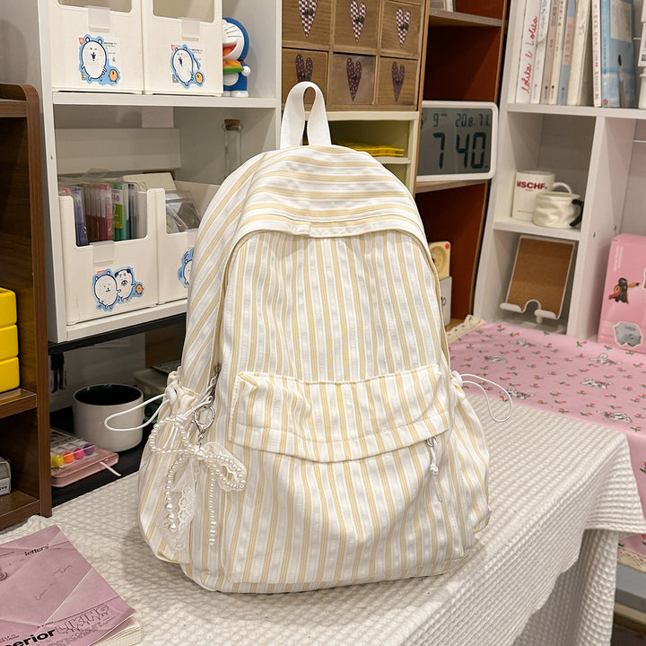 Chic Striped Canvas Backpack Stornfield