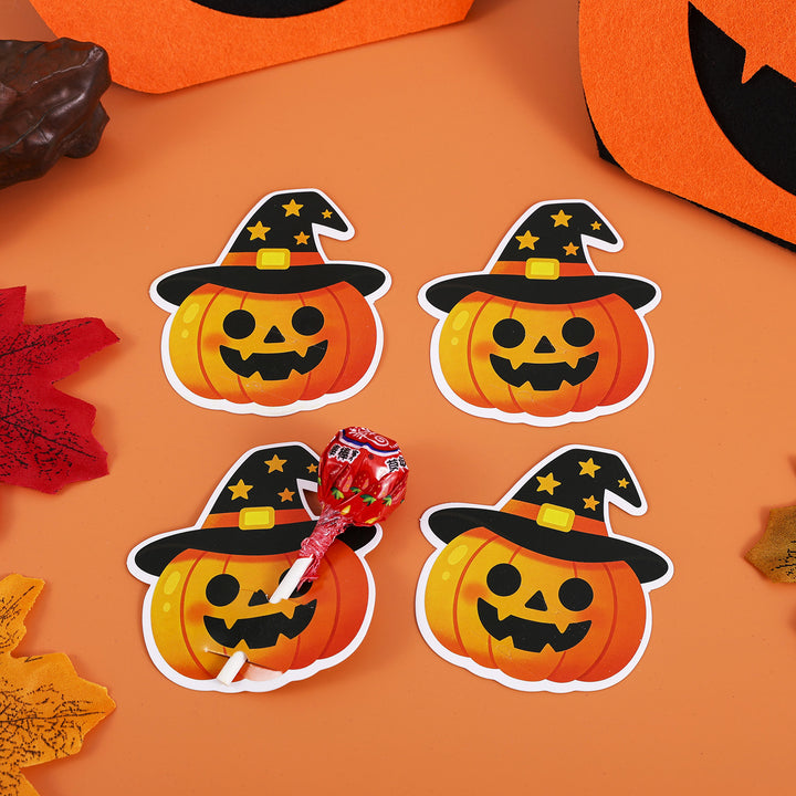 Halloween stickers pumpkin with witch hat self-adhesive