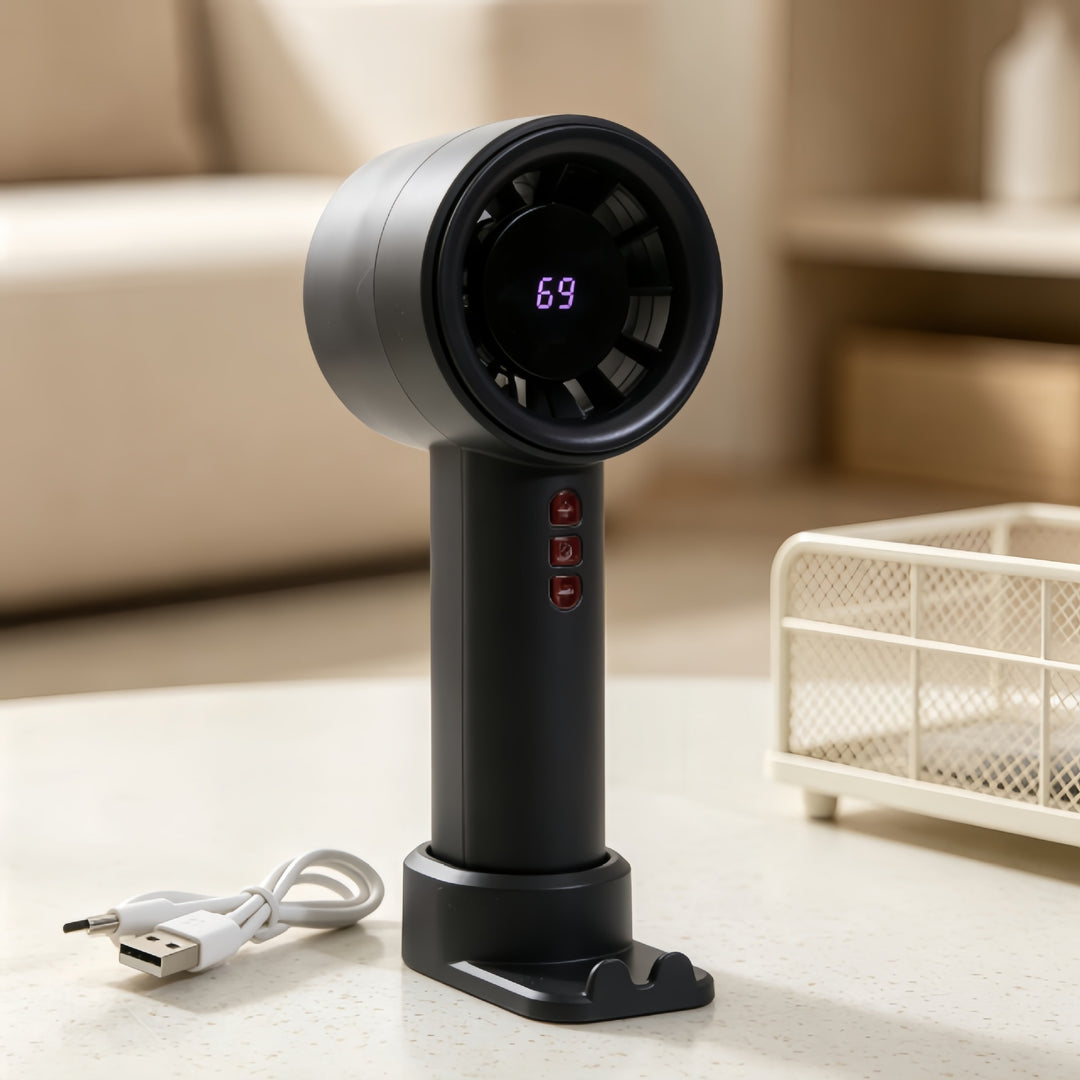 Women High-Performance Hand Fan with Digital Speed Display Stornfield