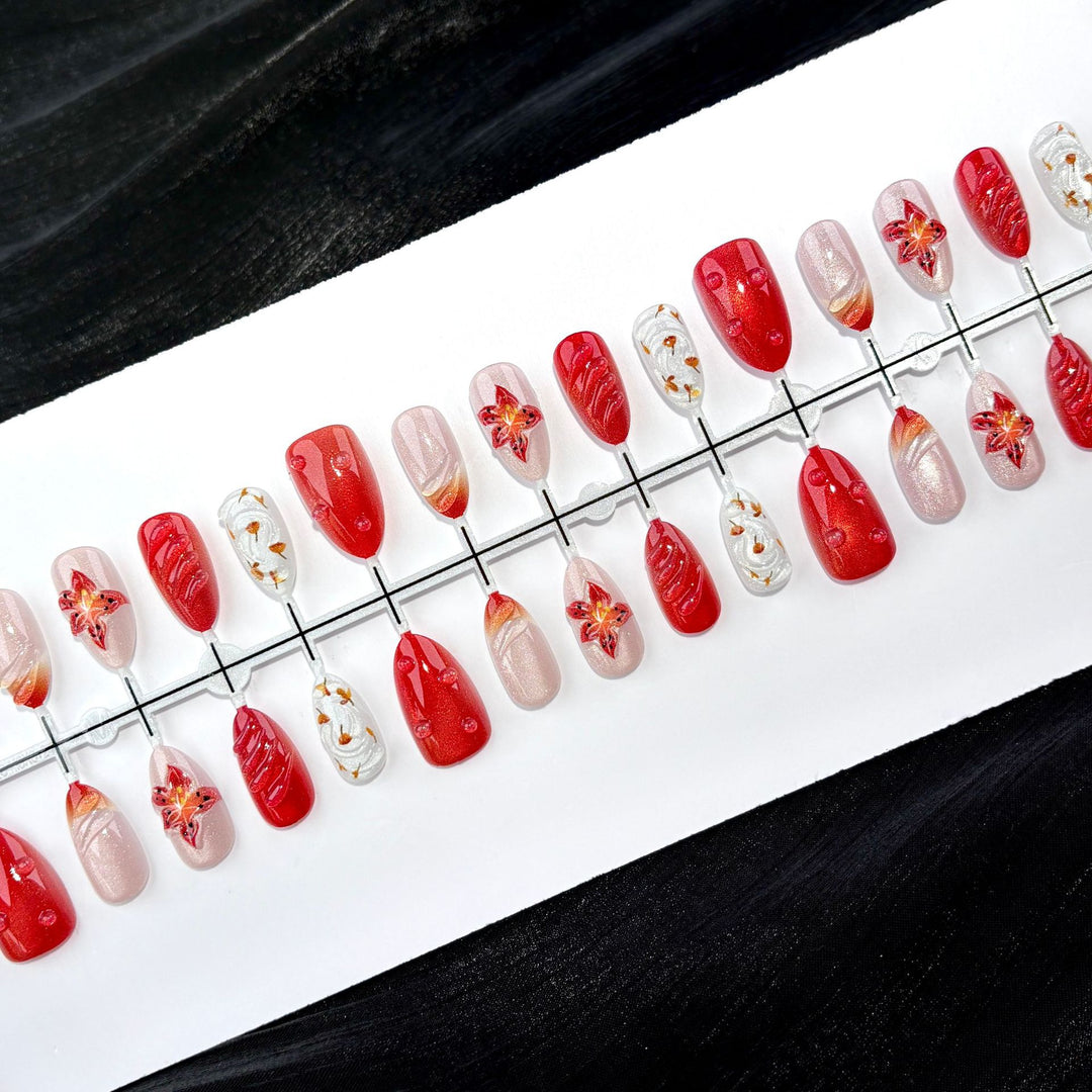 Artistic Floral Press-On Nail Collection 1790745512