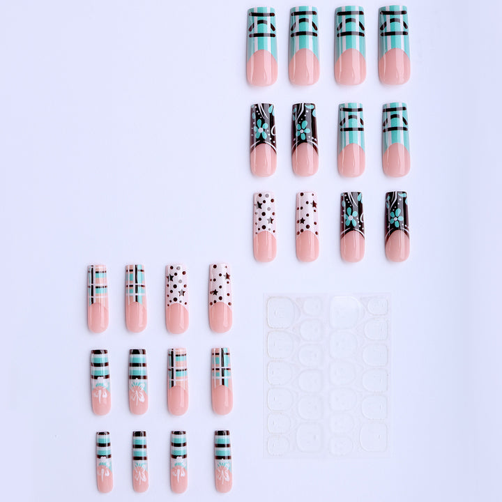 Artificial nails with creative geometric and floral design Stornfield