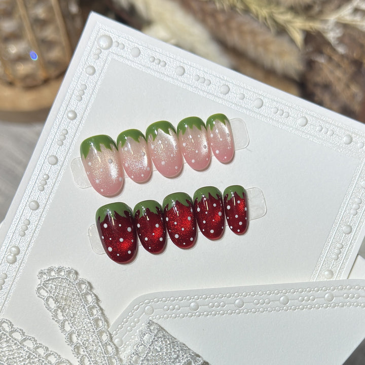 Artistic Strawberry Design Press-On Nail Set Stornfield