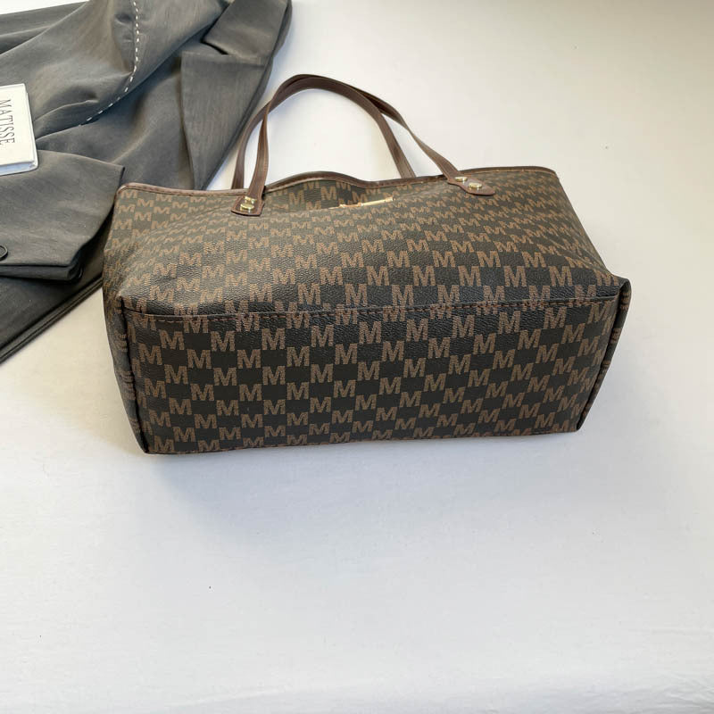 Stylish Flocked Pattern Tote Bag with Decorative Bow