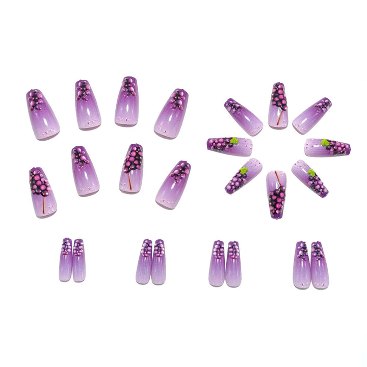 Artificial nails with detailed grape motifs Stornfield