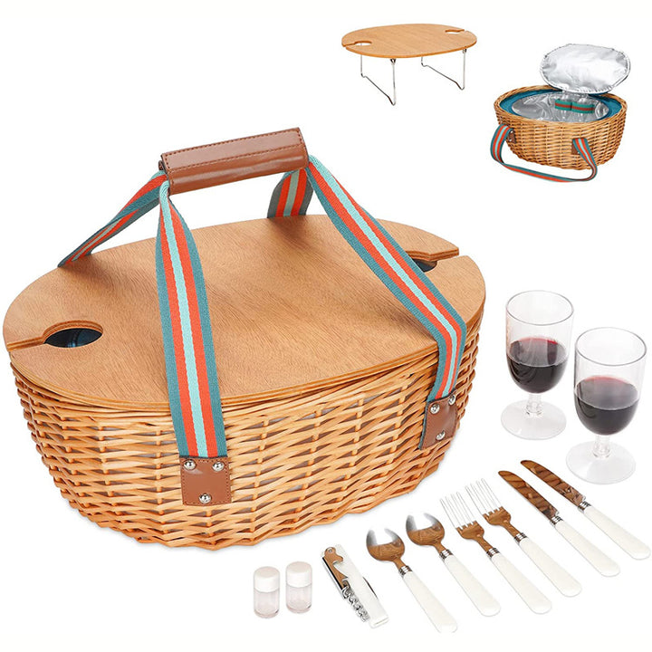 Ladies picnic basket with integrated cooling system and extensive dish set Stornfield
