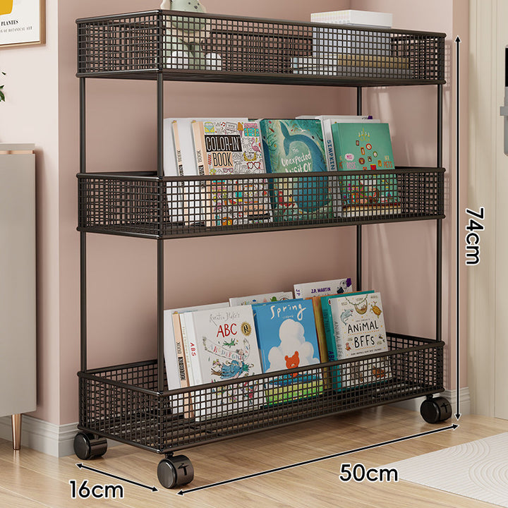 Freestanding Mesh Four-Tier Book and Toy Storage Shelf