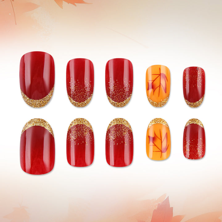 Elegant Fall-Themed Gel Nail Art Stornfield