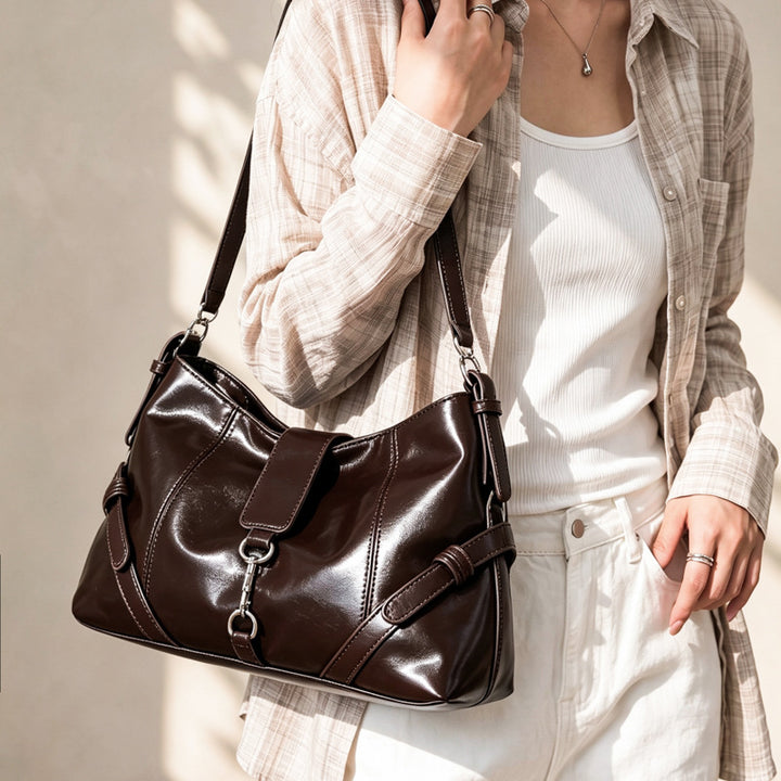 Casual Leather Shoulder Bag
