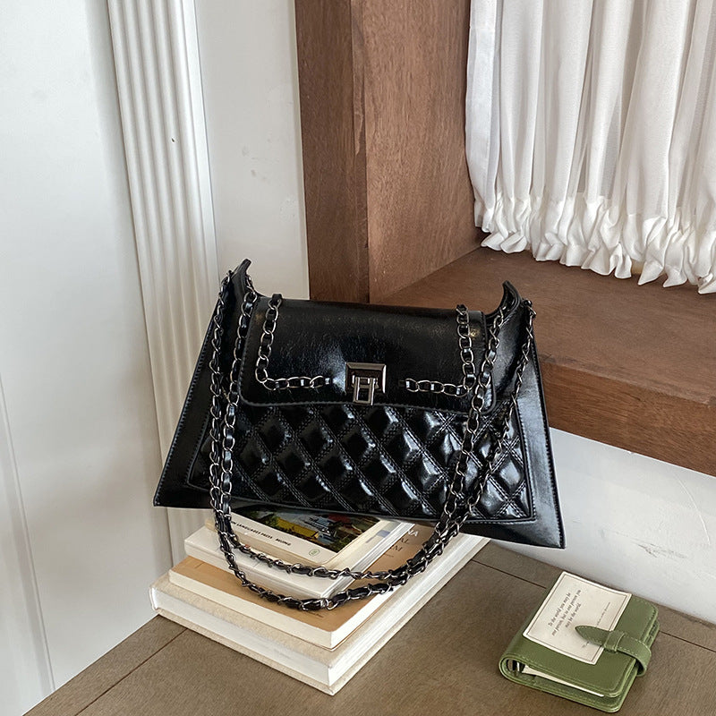 Quilted Chain-Accent Handbag