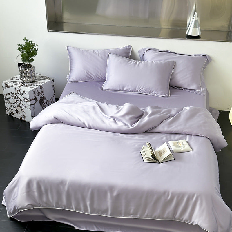 Reversible Premium Satin Bedding Set with Fine Piping and Extra Pillowcases