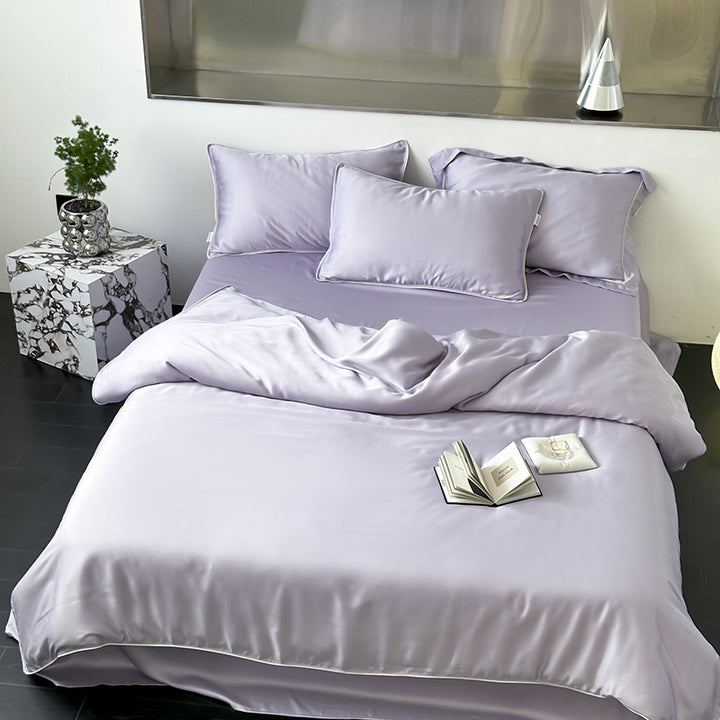 Reversible Premium Satin Bedding Set with Fine Piping and Extra Pillowcases
